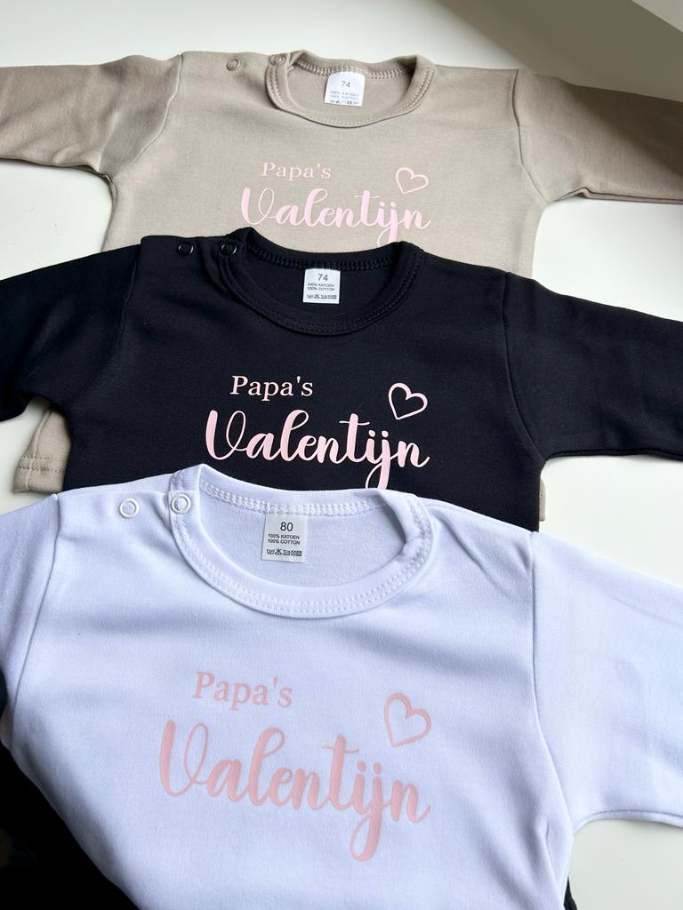 Papa's Valentijn shirtje zwart, beige, wit