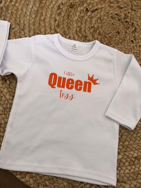 Shirt Koningsdag Little Queen met naam