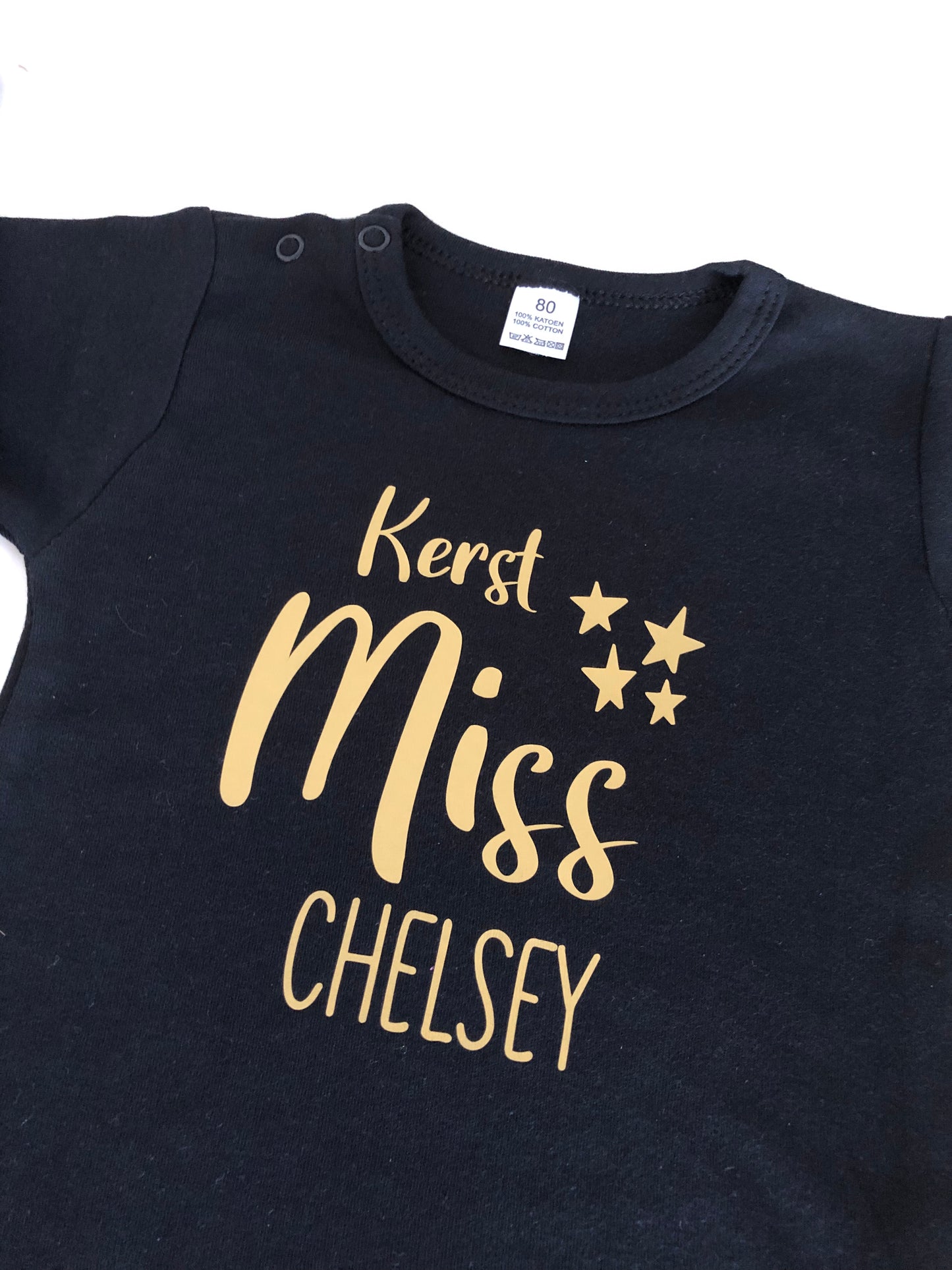 Kerstmiss shirtje goud, kerstshirt