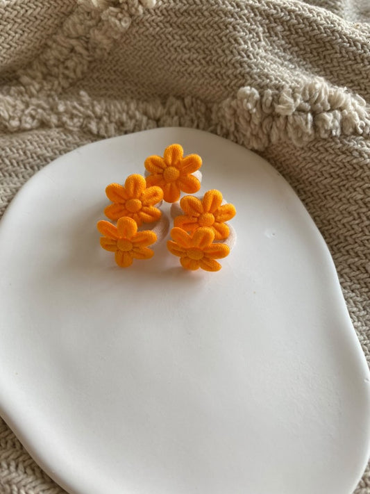 Mini haarelastiekje oranje bloemetje