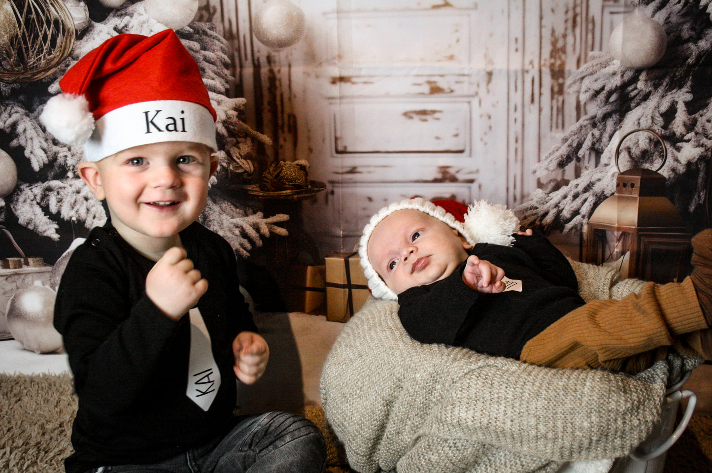 kerstoutfit kind, kerstmuts met naam 