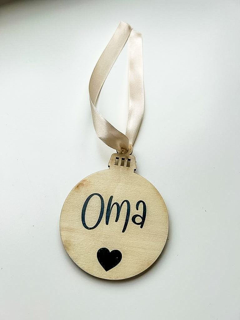 Kerstbal hout Opa/Oma