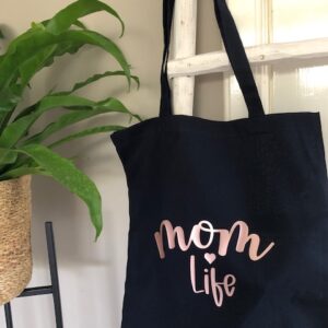 Canvas tas mom life donkerblauw
