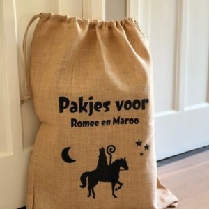 Jute Sinterklaaszak met naam